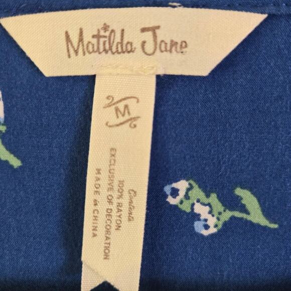 Matilda Jane Women Blue Floral Long Sleeve Dress M Boho Cottage Prairie Western - Picture 9 of 12